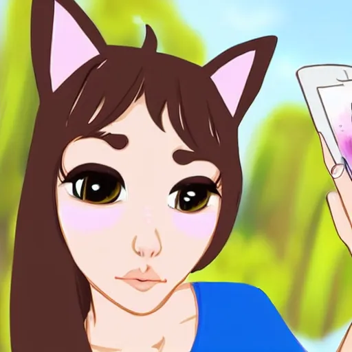 Image similar to a cat girl, selfie