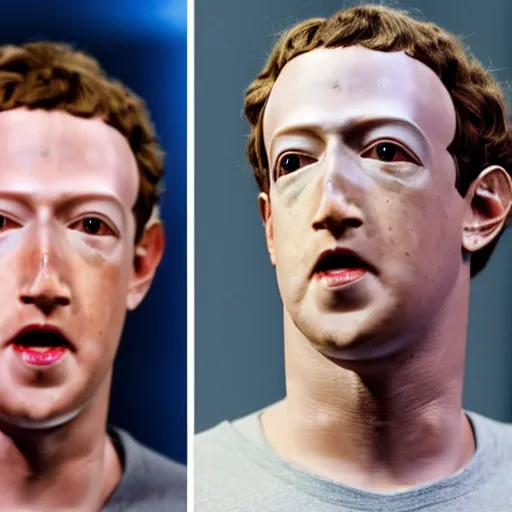 Image similar to mark zuckerberg as an eerie prototype uncanny valley android