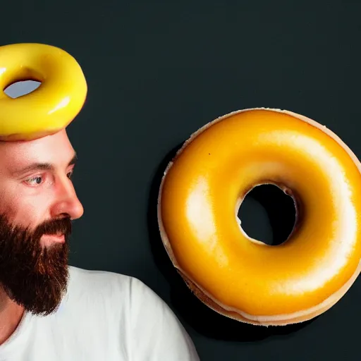 Image similar to 8k photography from Jesus with a yellow Donut on head