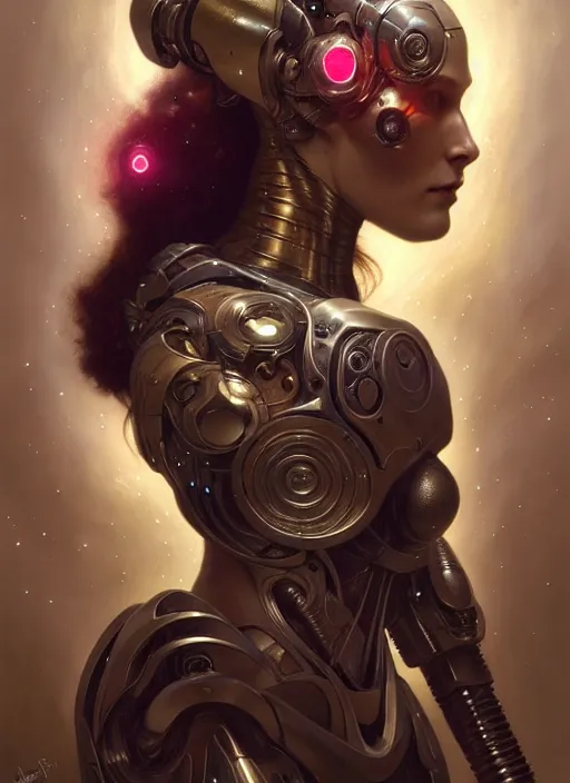 Image similar to cyborg telepath, diffuse lighting, fantasy, intricate, elegant, highly detailed, lifelike, photorealistic, digital painting, artstation, illustration, concept art, smooth, sharp focus, art by John Collier and Albert Aublet and James jean and Brian froud and ross tran and Artem Demura and Alphonse Mucha