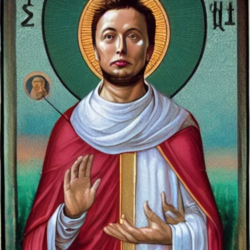 Prompt: Elon musk as a religious icon
