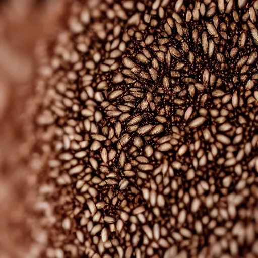 Image similar to macro portrait of a seed, studio photo, neutral tones