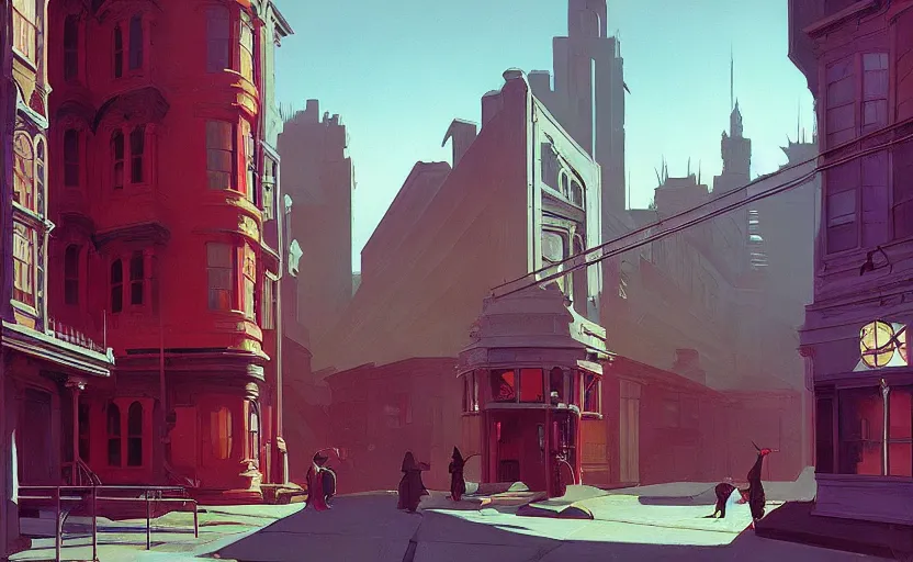 Image similar to A victorian city , very coherent, painted by Edward Hopper, Wayne Barlowe, painted by James Gilleard, airbrush, art by JamesJean