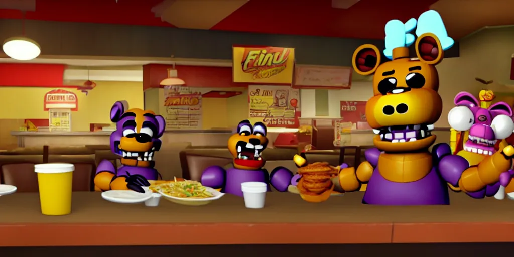 Image similar to 2 0 1 5 fnaf 2 fast food restaurant, gameplay screenshot