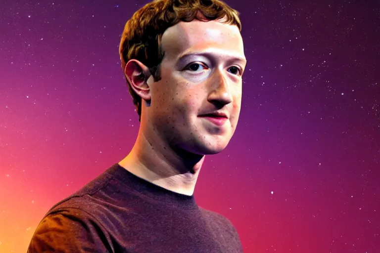 Image similar to a photo of mark zuckerberg looking like an alien, photorealistic, 8 k, space background