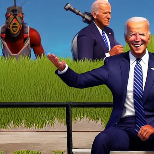 Image similar to Joe Biden in Fortnite very detailed, shot 8K quality super realistic