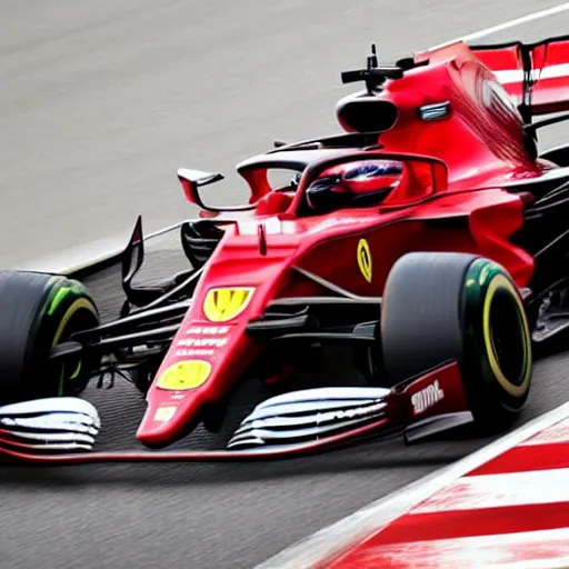 Image similar to live action photo of the 2021 F1 Scuderia Ferrari, 8K, sports photography