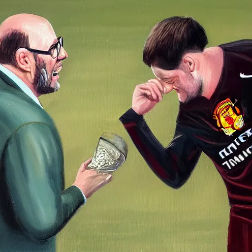 Prompt: a detailed portrait painting of joel glazer from manchester united being humiliated