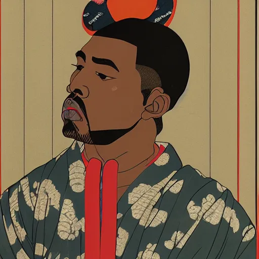 Image similar to ukiyo - e art of kanye west