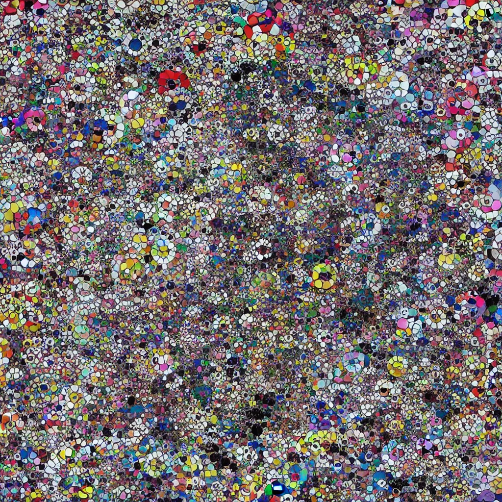 Image similar to camouflage made of love, style of takashi murakami, abstract, rei kawakubo artwork, cryptic, stipple, lines, splotch, color tearing, pitch bending, lines, blotches, color splotches, dark, ominous, abstract, minimal, points, technical, painting