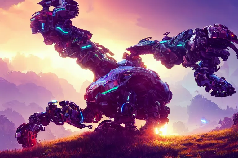 Image similar to clamberjaw machine mecanical creature robot of horizon forbidden west horizon zero dawn radiating a glowing aura global illumination ray tracing hdr fanart arstation by ian pesty and alena aenami artworks in 4 k