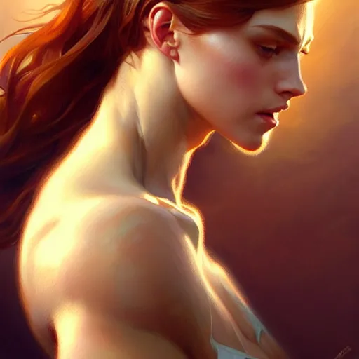 Image similar to , muscular upper body, D&D, fantasy, intricate, elegant, highly detailed, digital painting, artstation, concept art, smooth, sharp focus, illustration, art by artgerm and greg rutkowski and alphonse mucha