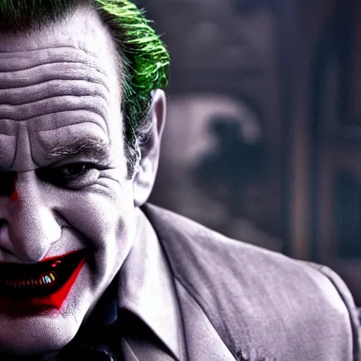 Image similar to stunning awe inspiring ( robin williams ) as the joker 8 k hdr movie still atmospheric lighting