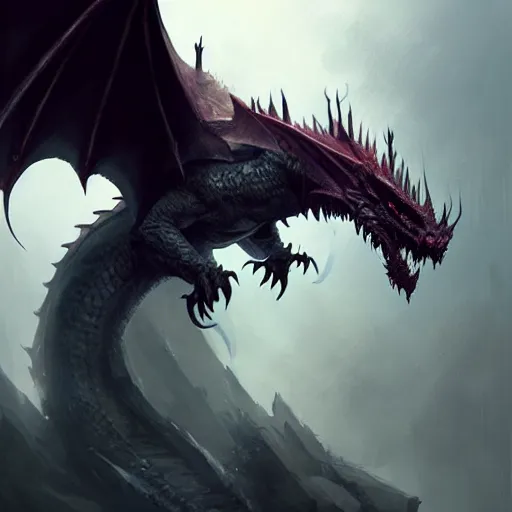 Image similar to a scary dragon, greg rutkowski