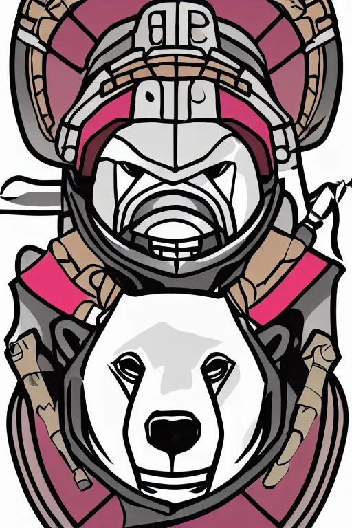 Image similar to Portrait of a polar bear in samurai armor, knight, medieval, sticker, colorful, illustration, highly detailed, simple, smooth and clean vector curves, no jagged lines, vector art, smooth