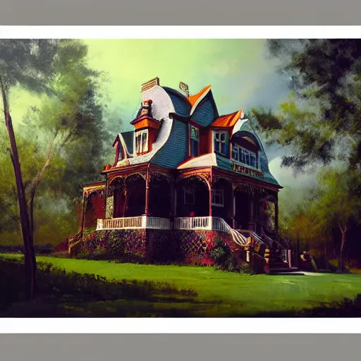 Prompt: Victorian Style home, painting, trending on artstation