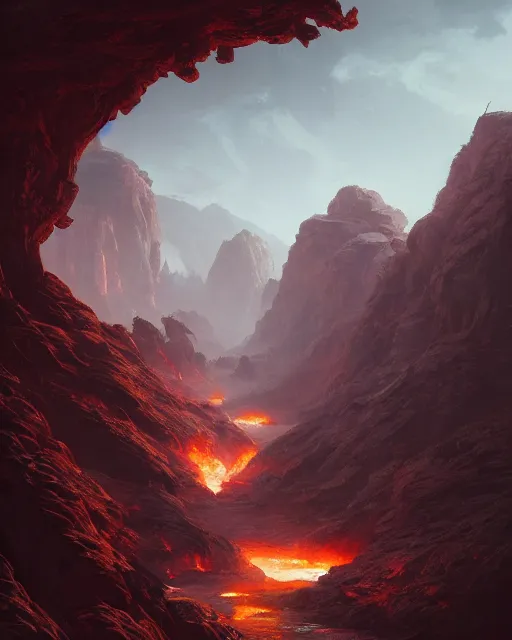 Image similar to the valley of fire, environment art, fantasy art, landscape art, in the style of greg rutkowski, illustration, epic, fantasy, intricate, hyper detailed, artstation, concept art, smooth, sharp focus, ray tracing