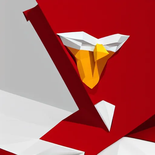 Prompt: low poly, vector, white eagle icon, in a book, red background, cgsociety, artstation, octane render