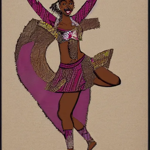 Image similar to african woman dancing, in the style of chiron duong