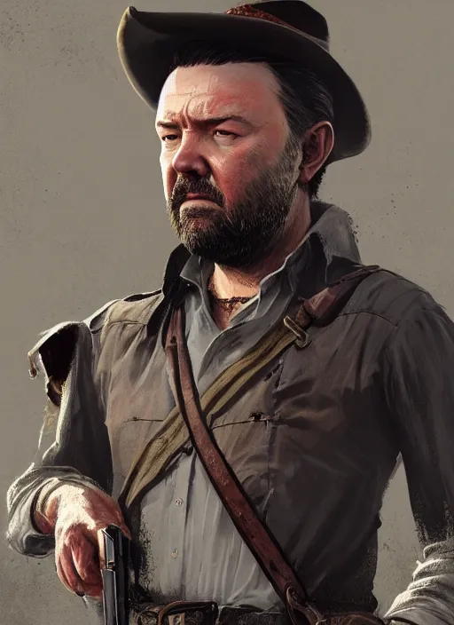 Image similar to highly detailed full body portrait of ricky gervais red dead redemption art, unreal engine, fantasy art by greg rutkowski