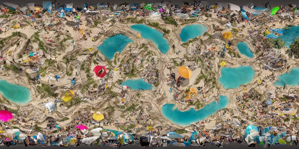 Image similar to 3 6 0 panorama hdr environment map of being on a beach party photograph very high detail focus octane render