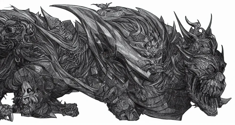 Image similar to void king line drawing realistic, fantasy, volumetric lighting