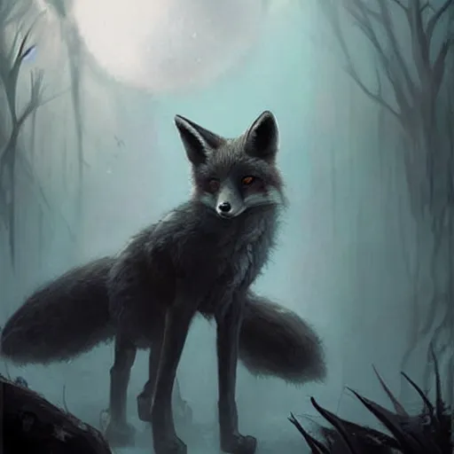 Image similar to a fox, dark fantasy art, epic fantasy art