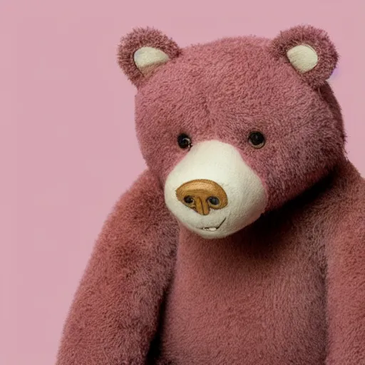 Image similar to a bear in a pink background, studio lighting