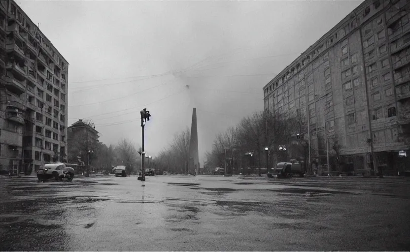 Prompt: 40s movie still of a sovietic street with a big statue of Lenine , Cinestill 800t 18mm, heavy grainy picture, very detailed, high quality, 4k panoramic, HD criterion, dramatic lightning, rain, mud, foggy