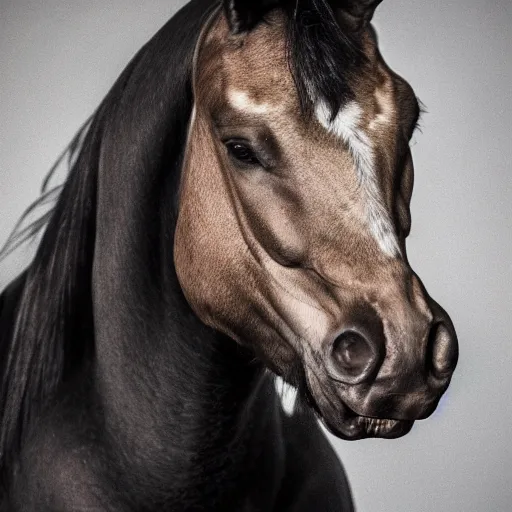 Image similar to a photo of joe rogan as a horse, hyper realistic, ultra detailed, studio lighting, 5 0 mm lens