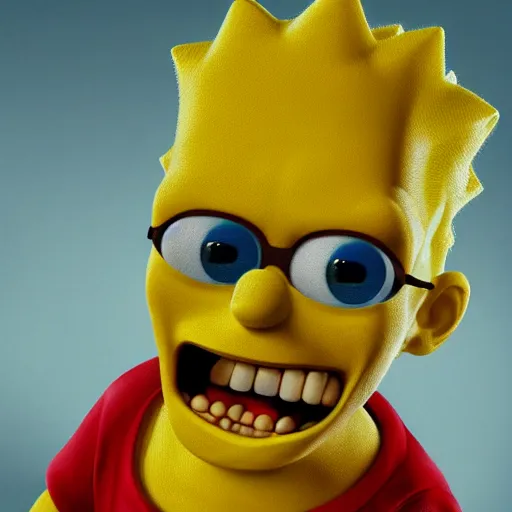 Image similar to stunning award winning hyperrealistic hdr 8 k highly detailed portrait photo of bart simpson as a real human