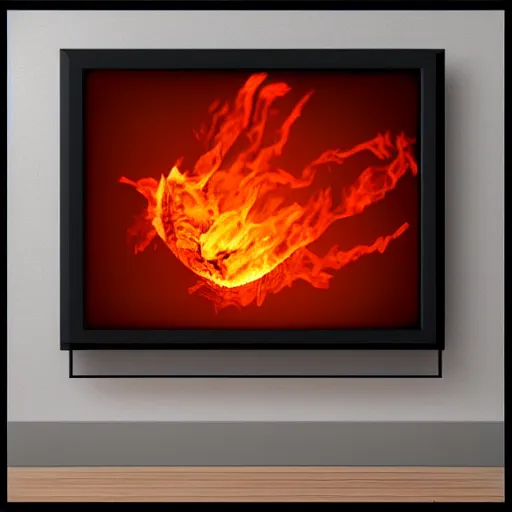 Image similar to burning TV, digital art