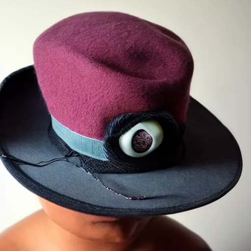 Image similar to ceaseless watcher, turn your gaze upon this wretched hat, horror, photograph