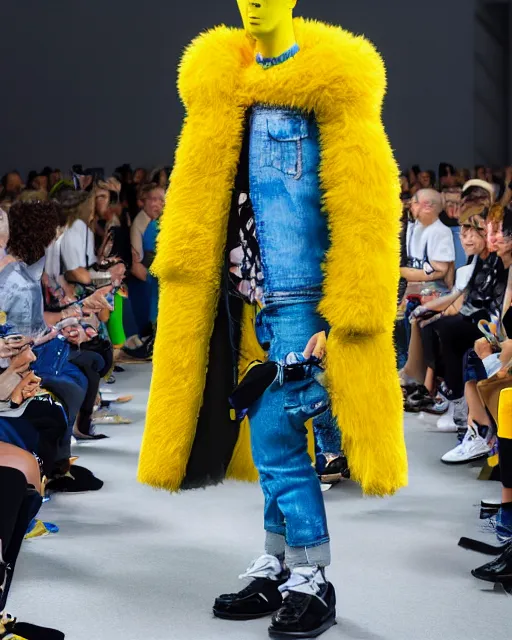 Image similar to Bart simpson hyperrealistic and heavy detailed balenciaga runway show of bart simpson , Leica SL2 50mm, vivid color, high quality, high textured