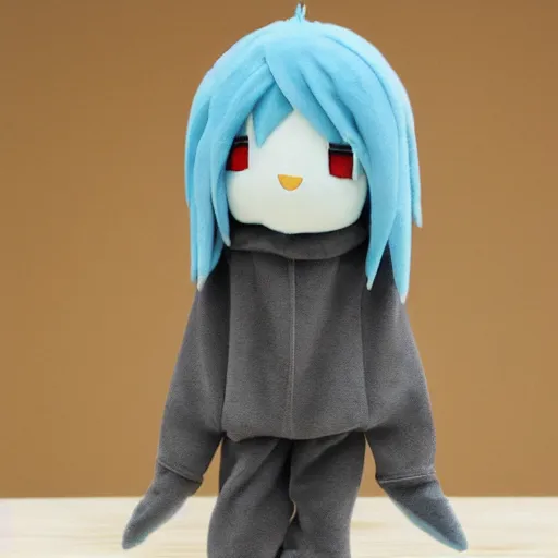 Image similar to cute fumo plush of a casually dressed girl in a grey hoodie