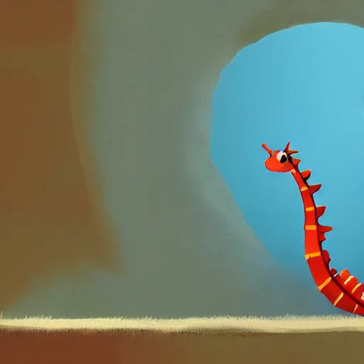 Prompt: a seahorse looking for a place to sleep, ilustration art by Goro Fujita