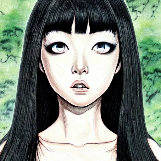 Image similar to photorealistic Tomie, by Junji Ito