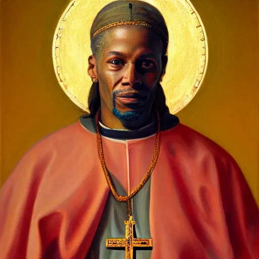 Image similar to portrait of the holy father, fetty wap, religious, oil on canvas by william sidney mount, trending on artstation,