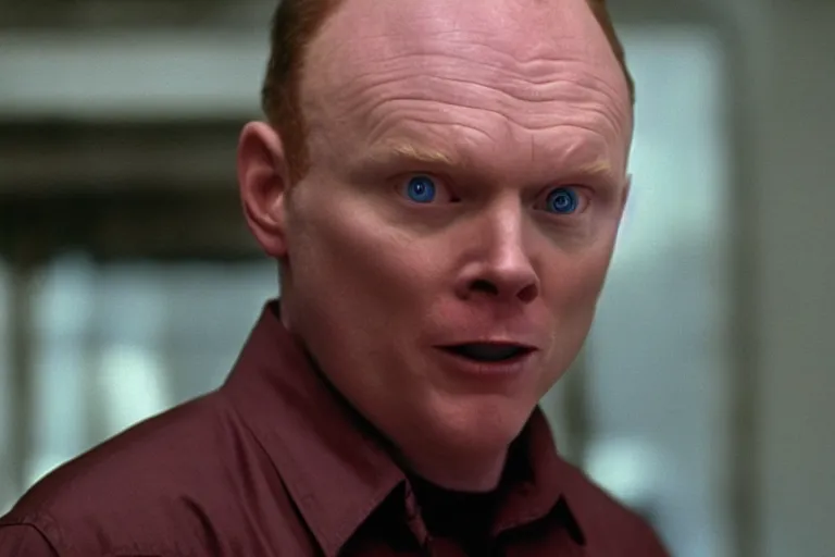 Image similar to a film still of Bill burr in patriot games, high quality