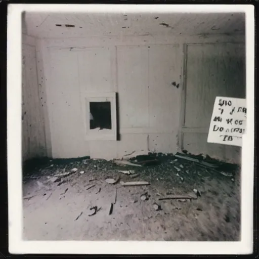 Prompt: a Polaroid from the the inside of an abandoned house