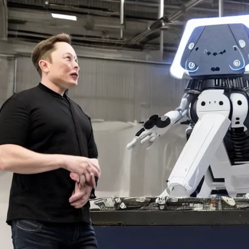 Prompt: elon musk making a mickey mouse robot
