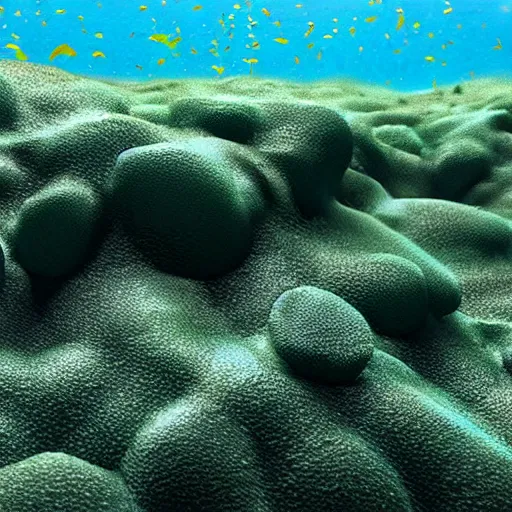 Image similar to octane render filtered lighting overgrown seaweed underwater theater 4 k