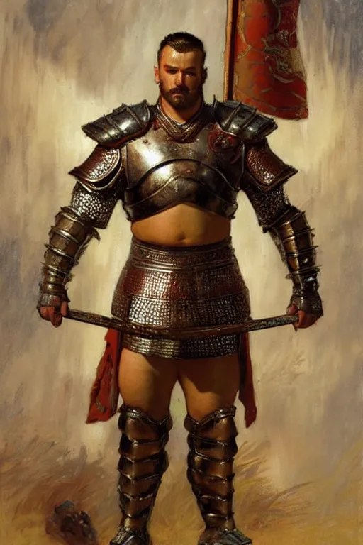 Image similar to beefy male wearing armor, tang dynasty, painting by gaston bussiere, craig mullins, j. c. leyendecker, tom of finland