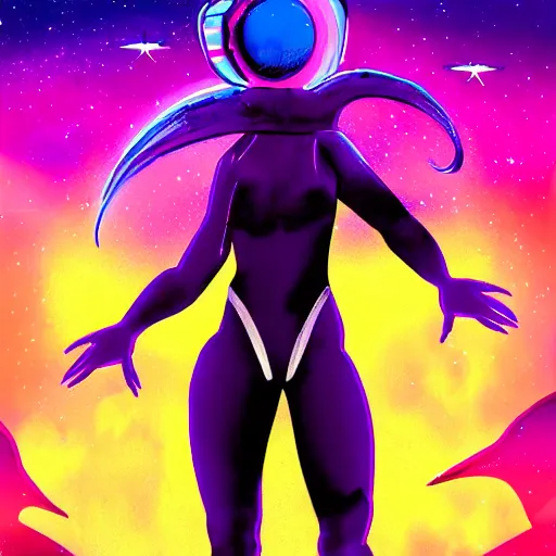 Image similar to skunk, synthwave, universe background, nebula, galaxy, artstation