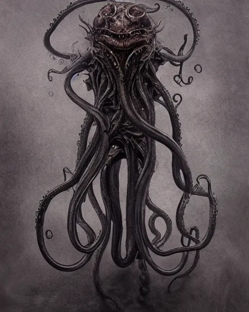 Image similar to gruesome creature with long tentacles and crazy eyes all over its body, midnight fog - mist!, dark oil painting colors, realism, cinematic lighting, various refining methods, micro macro autofocus, ultra definition, award winning photo, photograph by ghostwave - gammell - giger - shadowlord