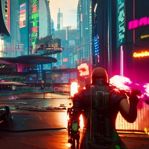 Image similar to Cyberpunk 2077 with two more years of development time, in-game screenshot