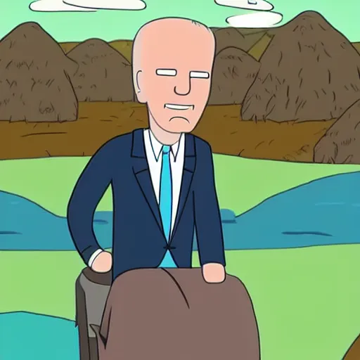 Image similar to Screenshot of Joe Biden in adventure time