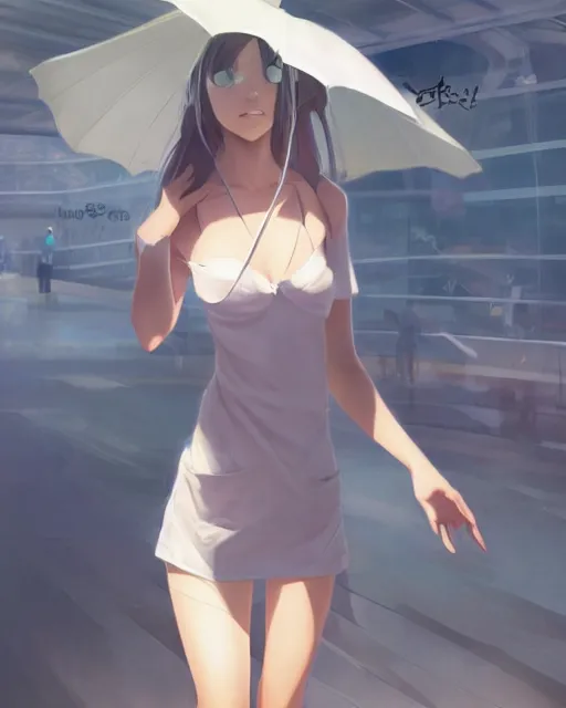 Prompt: a girl at the mall, very sexy outfit, perfect shot, visible face, detailed face, perfectly shaded, atmospheric lighting, by makoto shinkai, stanley artgerm lau, wlop, rossdraws