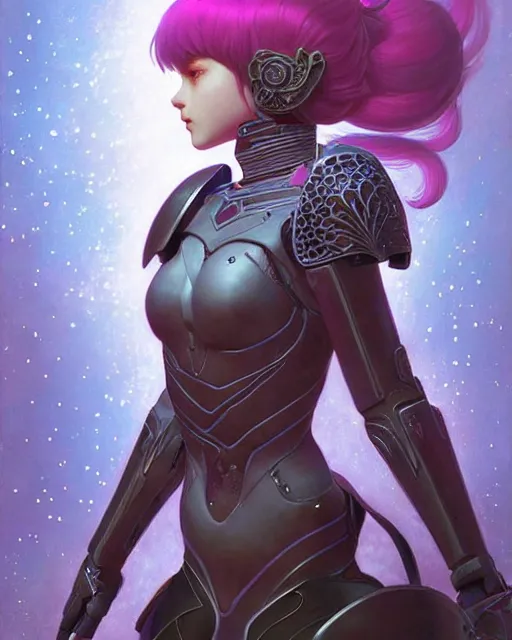 Image similar to beautiful cute young maiden girl with short white hairs in warhammer armor, art by ( ( ( kuvshinov ilya ) ) ) and wayne barlowe and gustav klimt and artgerm and wlop