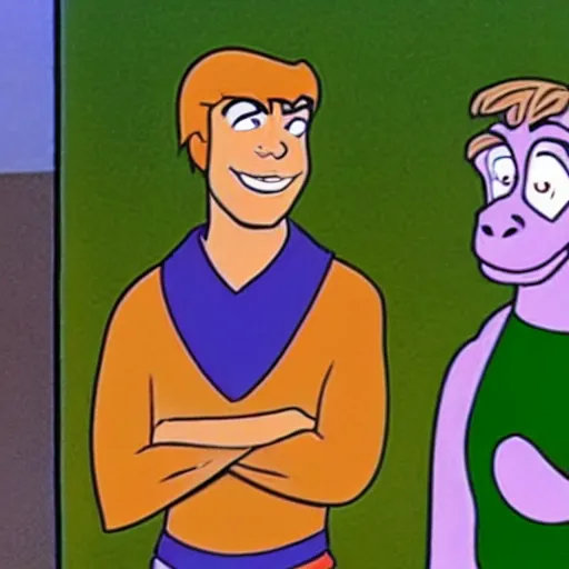 Image similar to 1969 Scooby Doo episode where Shaggy meets donald trump